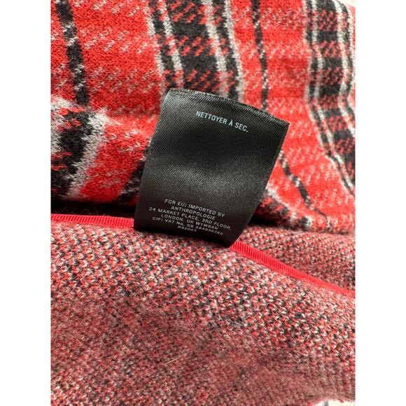 Field and Flower Striped Wool Open Front Cardigan Sweater Womens M Red Black - Picture 10 of 13